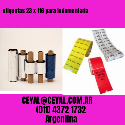 etiquetas 23 x 116 para indumentaria