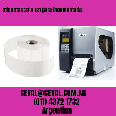 etiquetas 23 x 121 para indumentaria