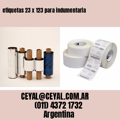 etiquetas 23 x 123 para indumentaria
