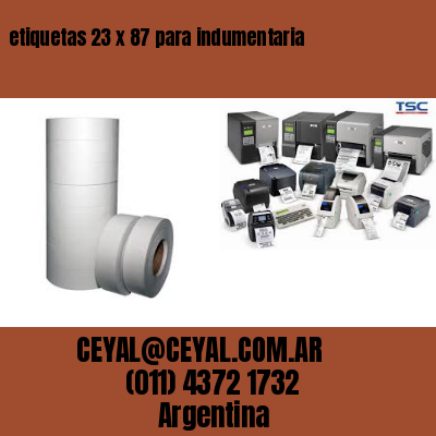 etiquetas 23 x 87 para indumentaria
