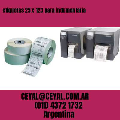 etiquetas 25 x 123 para indumentaria