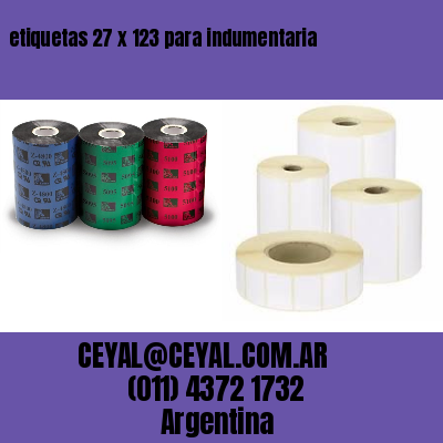 etiquetas 27 x 123 para indumentaria