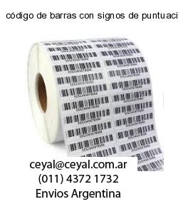 código de barras con signos de puntuación