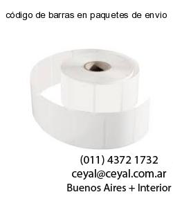 código de barras en paquetes de envio