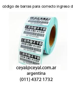 código de barras para correcto ingreso de informac