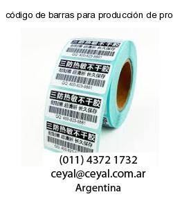 código de barras para producción de productos