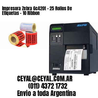 impresora Zebra Gc420t – 25 Rollos De Etiquetas – 10 Ribbon