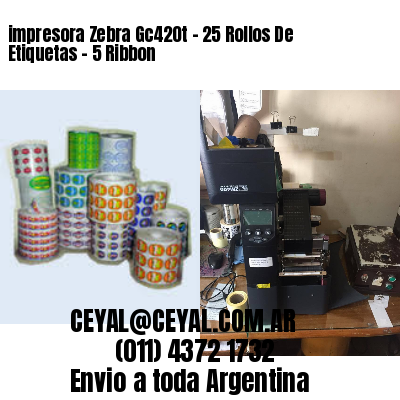 impresora Zebra Gc420t – 25 Rollos De Etiquetas – 5 Ribbon
