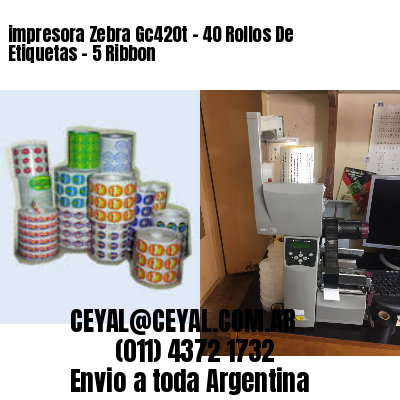 impresora Zebra Gc420t – 40 Rollos De Etiquetas – 5 Ribbon