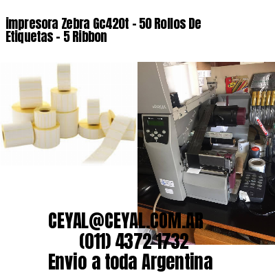 impresora Zebra Gc420t – 50 Rollos De Etiquetas – 5 Ribbon