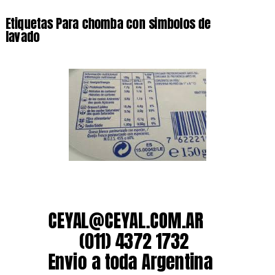Etiquetas Para chomba con simbolos de lavado