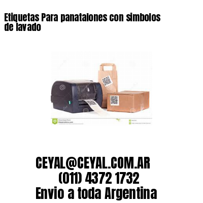 Etiquetas Para panatalones con simbolos de lavado