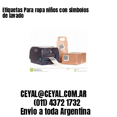 Etiquetas Para ropa niños con simbolos de lavado