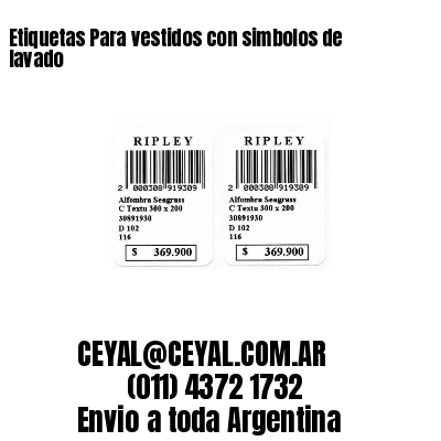 Etiquetas Para vestidos con simbolos de lavado