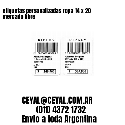 etiquetas personalizadas ropa 14 x 20 mercado libre