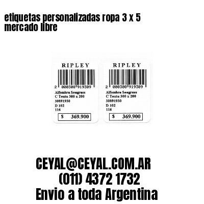etiquetas personalizadas ropa 3 x 5 mercado libre