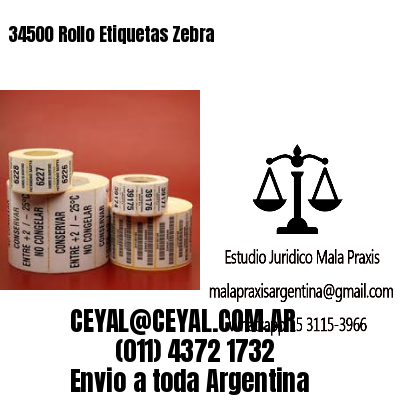 34500 Rollo Etiquetas Zebra