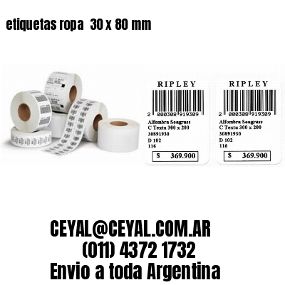 etiquetas ropa  30 x 80 mm