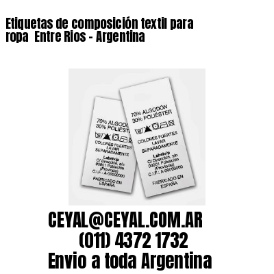 Etiquetas de composición textil para ropa  Entre Rios – Argentina
