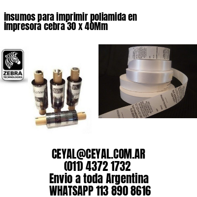 insumos para imprimir poliamida en impresora cebra 30 x 40Mm