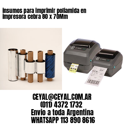 insumos para imprimir poliamida en impresora cebra 80 x 70Mm