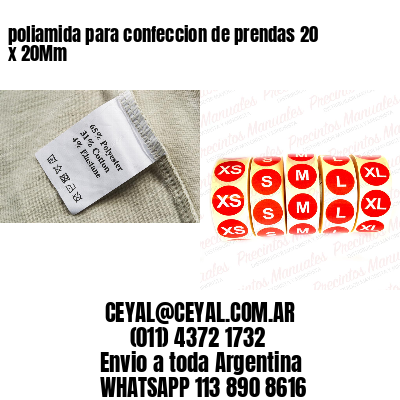 poliamida para confeccion de prendas 20 x 20Mm