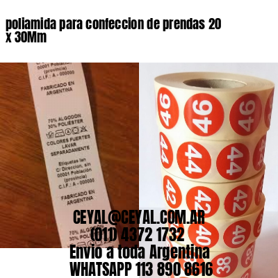 poliamida para confeccion de prendas 20 x 30Mm
