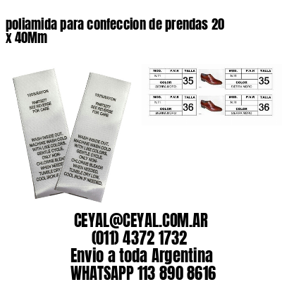 poliamida para confeccion de prendas 20 x 40Mm