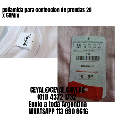 poliamida para confeccion de prendas 20 x 60Mm