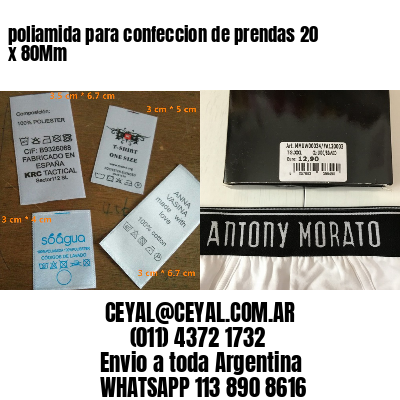 poliamida para confeccion de prendas 20 x 80Mm