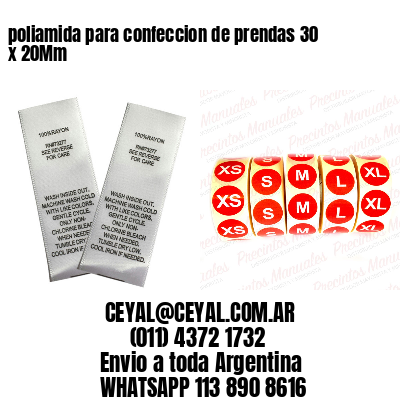 poliamida para confeccion de prendas 30 x 20Mm