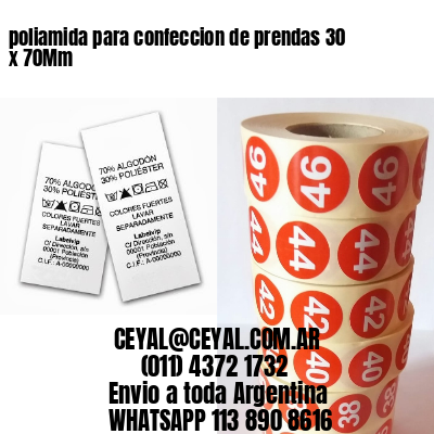 poliamida para confeccion de prendas 30 x 70Mm