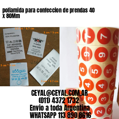 poliamida para confeccion de prendas 40 x 80Mm