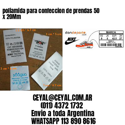 poliamida para confeccion de prendas 50 x 20Mm