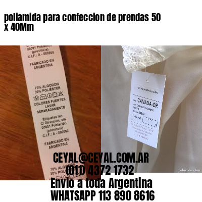 poliamida para confeccion de prendas 50 x 40Mm