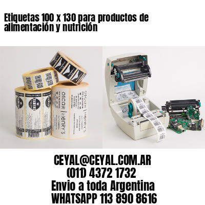 Etiquetas 100 x 130 para productos de alimentación y nutrición