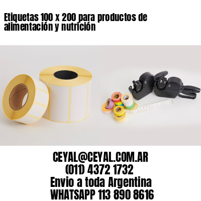 Etiquetas 100 x 200 para productos de alimentación y nutrición