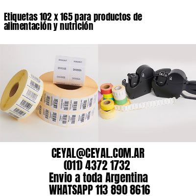Etiquetas 102 x 165 para productos de alimentación y nutrición