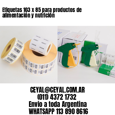 Etiquetas 103 x 85 para productos de alimentación y nutrición