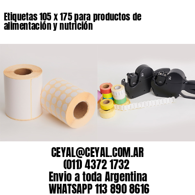 Etiquetas 105 x 175 para productos de alimentación y nutrición