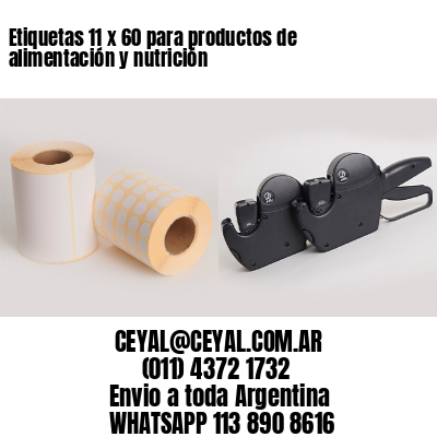 Etiquetas 11 x 60 para productos de alimentación y nutrición