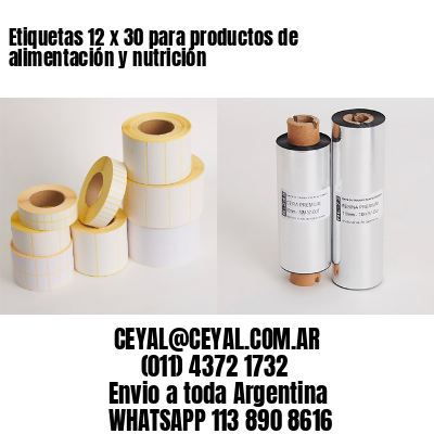 Etiquetas 12 x 30 para productos de alimentación y nutrición