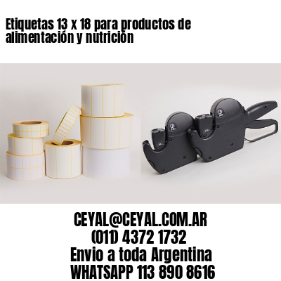 Etiquetas 13 x 18 para productos de alimentación y nutrición