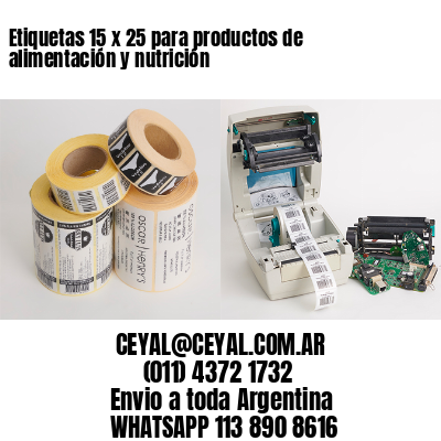 Etiquetas 15 x 25 para productos de alimentación y nutrición