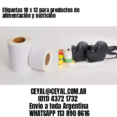 Etiquetas 18 x 13 para productos de alimentación y nutrición