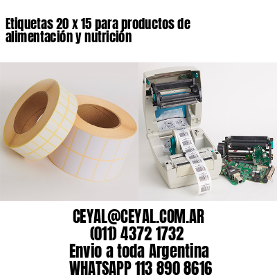 Etiquetas 20 x 15 para productos de alimentación y nutrición