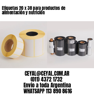 Etiquetas 20 x 38 para productos de alimentación y nutrición