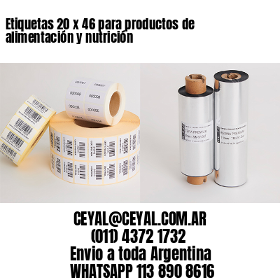 Etiquetas 20 x 46 para productos de alimentación y nutrición