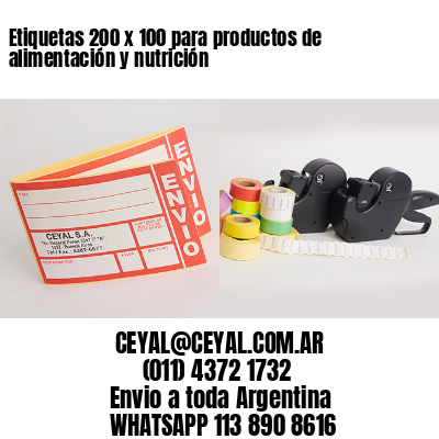 Etiquetas 200 x 100 para productos de alimentación y nutrición