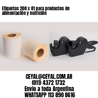 Etiquetas 200 x 81 para productos de alimentación y nutrición